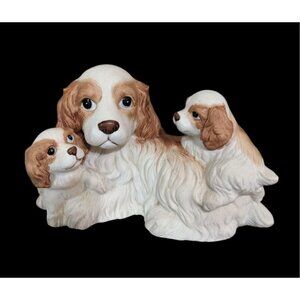 Homco Home Interiors 1434 Cocker Spaniel Dog‎ W/ Puppies Figurine Vintage